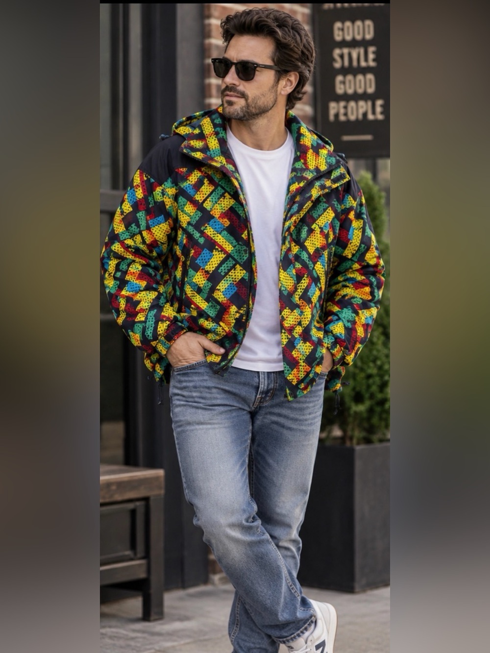 Crown By Schott NYC Men's Lightweight Hooded Jacket Multicolored Size L